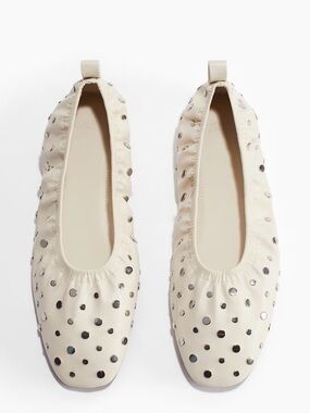 H&M Cream Ballet Flats with Silver Studs